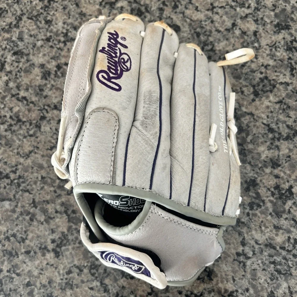 Rawlings Youth LHT 12 Inch Sure Catch Softball/Baseball Glove - Grey Purple Used